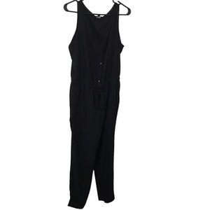 Ann Taylor black sleeveless drawstring waist jumpsuit